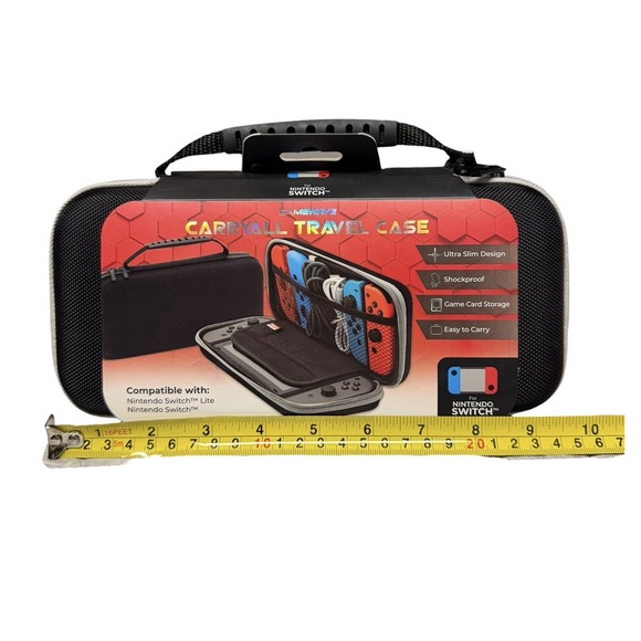 Nintendo Switch/Switch Lite Carryall Travel Case Black Gamewave Black Shockproof - Picture 3 of 4